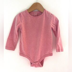 10/$30💥Blush Pink Baby Girl Bodysuit Onesie, Puff Long Sleeves, Scalloped Trim